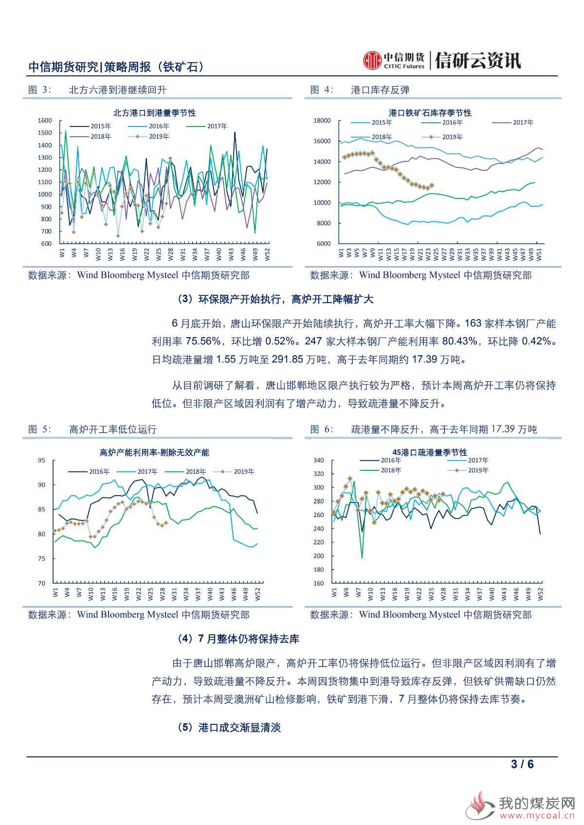 【中信期货黑色（铁矿）】7月仍将保持去库，短期跟随成材震荡——周报20190722_02