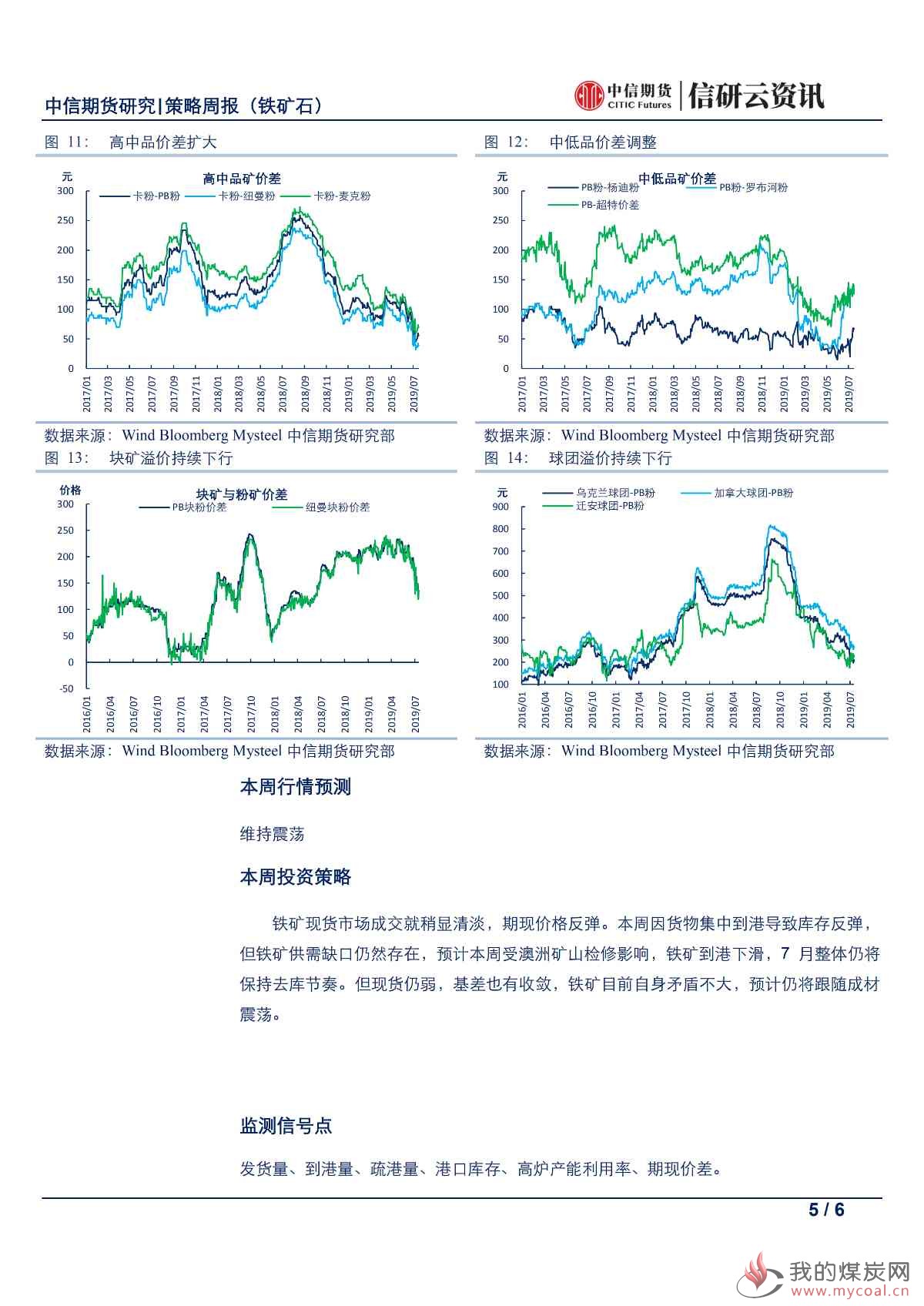 【中信期货黑色（铁矿）】7月仍将保持去库，短期跟随成材震荡——周报20190722_04