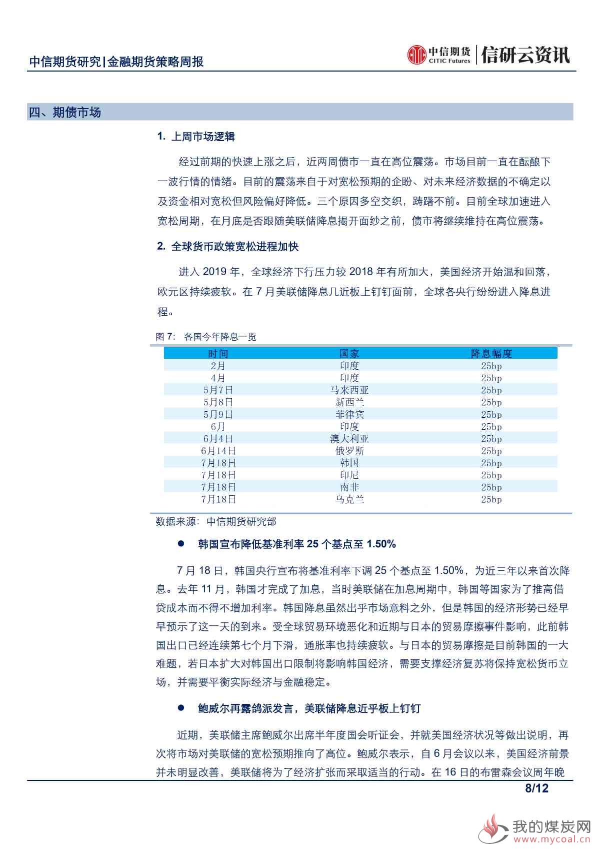 【中信期货金融】股指或有决断，降息潮背后期债维持高位震荡——周报20190722_07