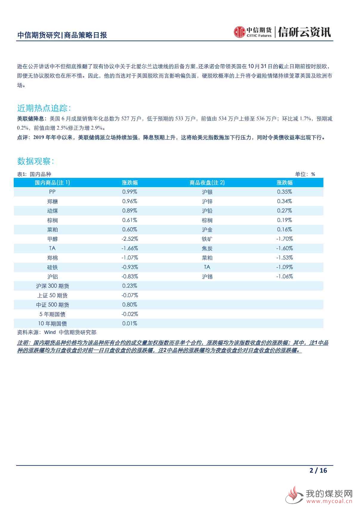 【中信期货宏观】央行续作MLF缓解流动性压力 欧美隐忧仍存避险情绪难消——日报20190724_01