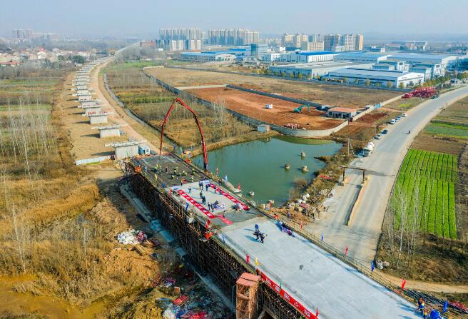 武汉江北铁路倒水河特大桥最后一座连续梁浇筑完成