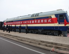  铁运处DF8B0276内燃机车和KM70型自备车上线运行