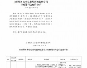  山西煤矿安全监察局晋城监察分局行政处罚决定信息公示公告（2020）第106号（2020年10月10日）