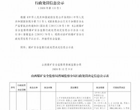  山西煤矿安全监察局晋城监察分局行政处罚决定信息公示公告（2020）第133号（2020年12月9日）