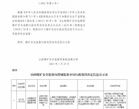  山西煤矿安全监察局晋城监察分局行政处罚决定信息公示公告（2021）第6号（2021年1月25日）
