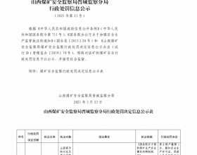  山西煤矿安全监察局晋城监察分局行政处罚决定信息公示公告（2021）第23号（2021年3月23日）