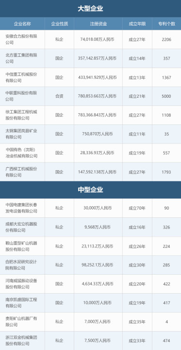 大型企业和中型企业对比