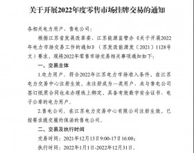  江苏开展2022年度零售市场挂牌交易