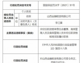 山西金融租赁违法被罚