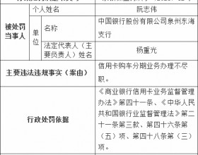 中国银行5支行被罚 信