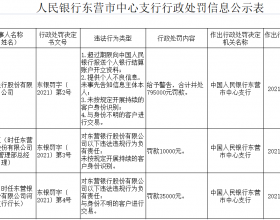 东营银行4宗违法被罚 