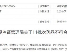 重庆通报11批次药品不