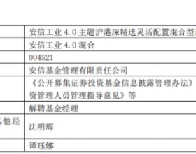 安信基金谭珏娜离任2