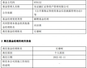 石睿柯离任东证融汇添