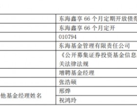 东海基金2只债基增聘