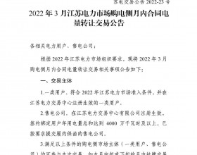 2022年3月江苏电力市