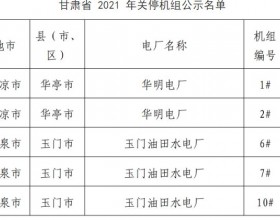 甘肃省2021年淘汰关停