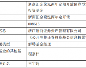 王宇超离任浙商汇金聚