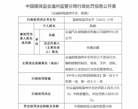 众诚保险温州中支违法