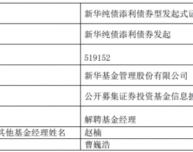 曹巍浩离任新华纯债添