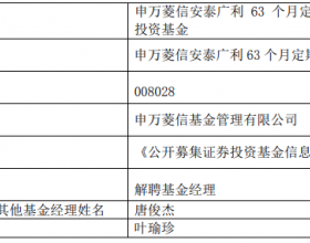 叶瑜珍离任申万菱信安