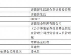 诺德新生活增聘基金经