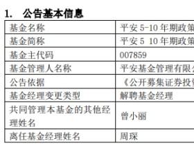 周琛离任平安5-10年期