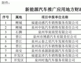 泉州公布新能源汽车地